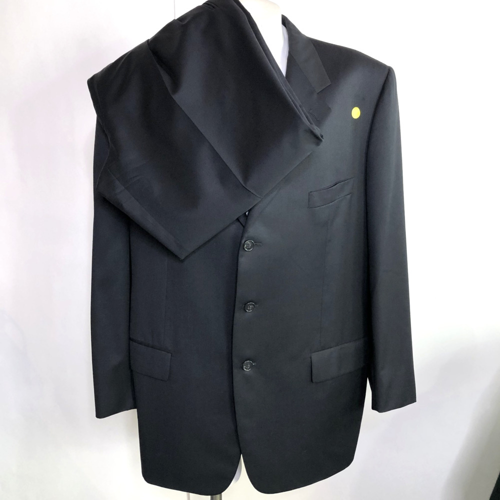 Corneliani 56L 100% Wool Blend Button 2 Pc Suit Jacket Pant (40W 31L) Black